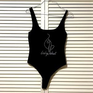 Black diamonds studded baby phat size small body suit